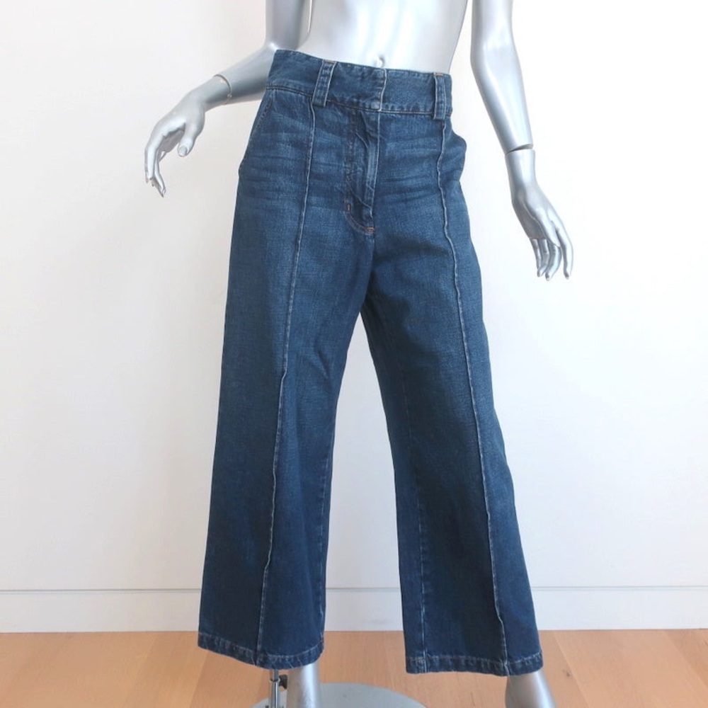 RACHEL COMEY WIDE LEG PINTUCK JEANS ELIO INDIGO DENIM SIZE 2 - Picture 3 of 4